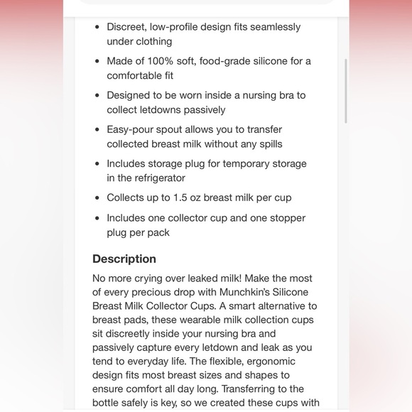 Munchkin Silicone Breast Milk Collector Cup with Storage Plug - 2pk - Picture 6 of 6